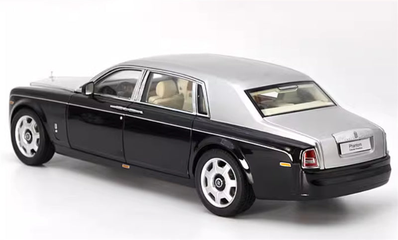 KYOSHO Rolls Royce Phantom Extended Edition Black silver dual color Silver emblem off white interior 1:18 Car Pre-built Model view10