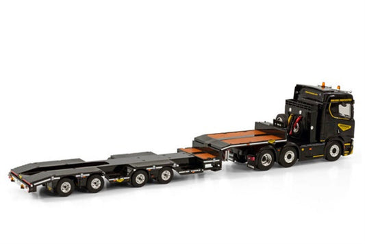 WSI SCANIA R NORMAL CR20N 6X2 TWINSTEER BROSHUIS WHEEL WELL SEMI LOWLOADER - 4 AXLE PREMIUM LINE 1:50 Truck Pre-built Model