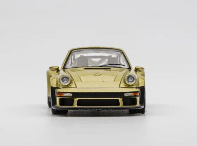 POPRACE 1:64 Porsche 964 Singer DLS Turbo modified Diecast Model Goldern