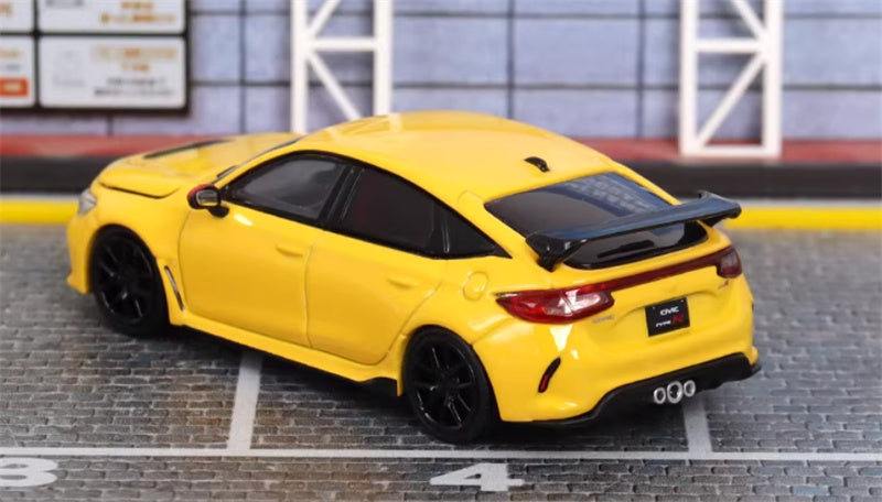 MOTORHELIX Honda Civic Type R FL5 Yellow Christmas Livery 1:64 car Pre-built Model view3