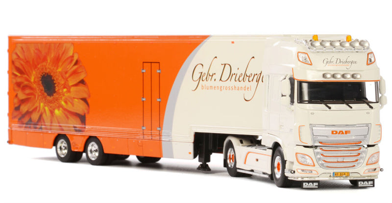 WSI  DAF XF SUPER SPACE CAB 4x2 SEMI BOX TRAILER - 2 AXLE Gebr. Driebergen 1:50 Truck Pre-built Model