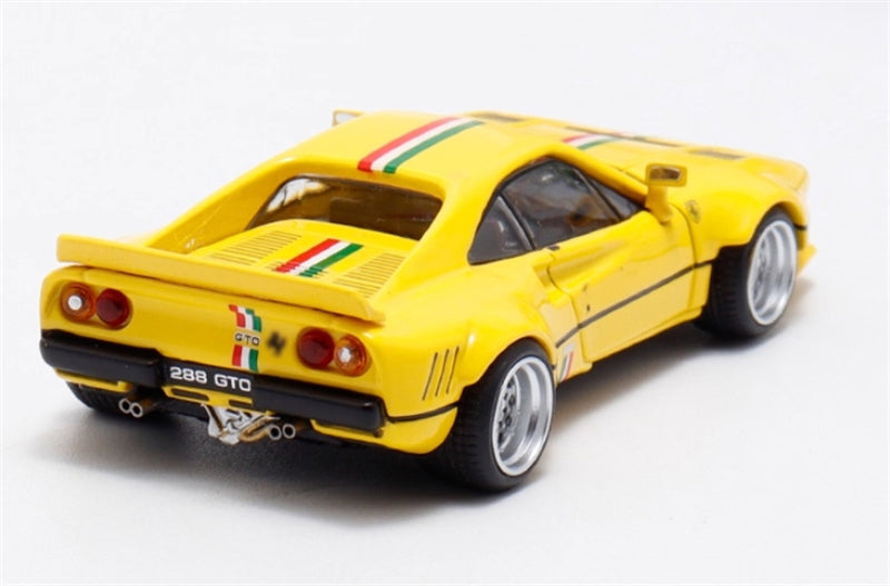 Hone Model Ferrari 288 GTO Yellow w/ Stripe Widebody 1:64 car Pre-built Model view2