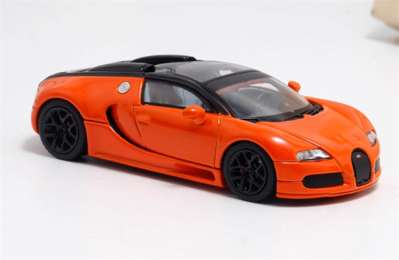 Mortal Bugatti Veyron Metal Orange Black Double Splicing 1:64 Car Pre-built Model view5