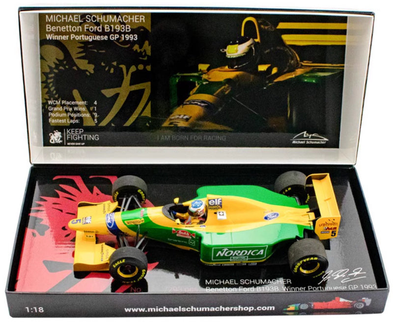 MINICHAMPS Benetton Ford B193B Winner Portuguese GP 1993 Schumacher #5 1:18 DIECAST Car
