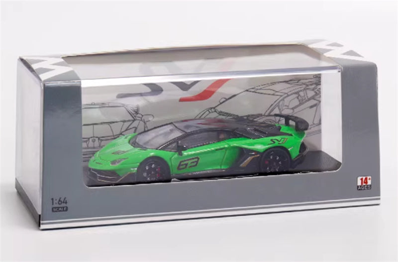 Max well Lamborghini Aventador SVj 63 # Pearl green hardtop 1:64 Car Pre-built Airliner Model Display view9