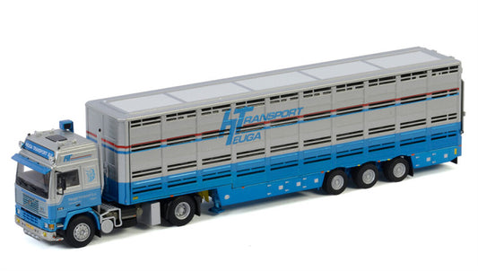 WSI VOLVO F16 GLOBETROTTER 4X2 LIVE STOCK TRAILER - 3 AXLE Heuga Transport 1:50 Truck Pre-built Model