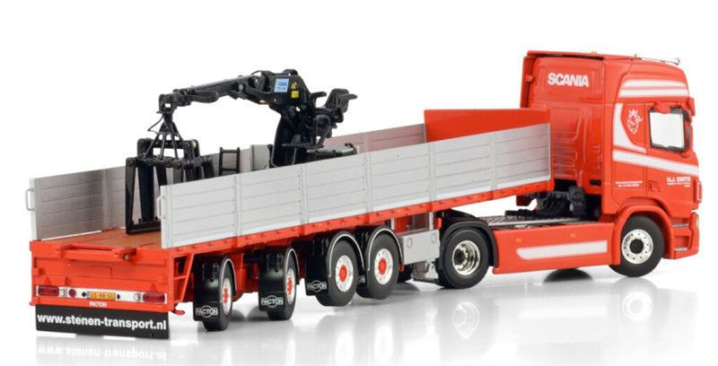 WSI SCANIA R HIGHLINE CR20H 4X2 BRICK TRAILER - 4 AXLE Transportbedrijf H.J. Smits 1:50 Truck Pre-built Model