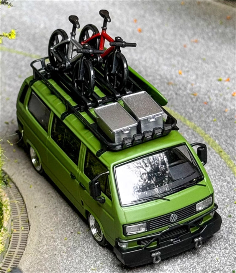 Mortal VW T3 Magway van BBS Low lying version olive drab - with Accessories 1:64 Car Pre-built Model view5