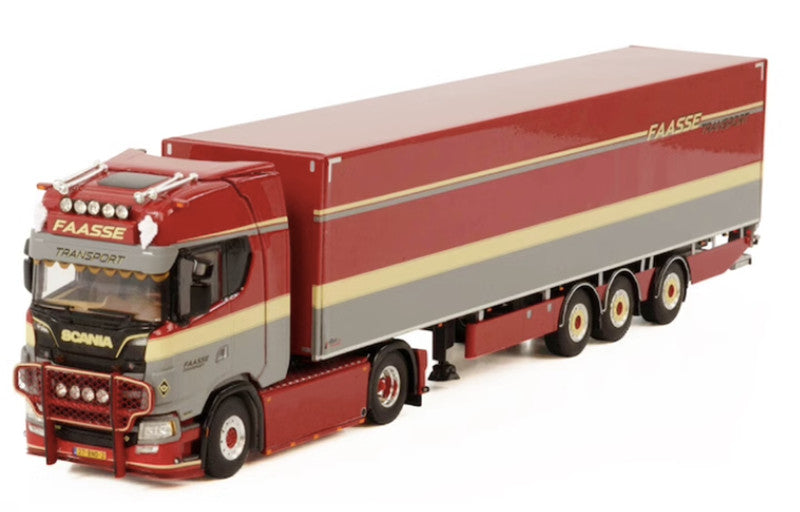 WSI SCANIA S HIGHLINE I CS20H 4X2 BOX TRAILER - 3 AXLE FAASSE TRANSPORT 1:50 Truck Pre-built Model