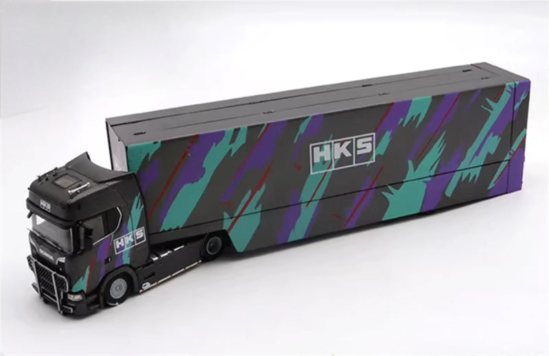 Star Model Scania S730 double decker transport vehicle Black HKS 1:64 Truck Pre-built Model