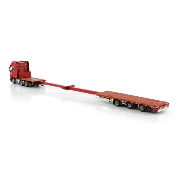 1:50 DAF NOOTEBOOM RED LINE XG + MY25 6X2 FLATBED MEGA TRAILER 3 AXLE WSI Red Diecast Model