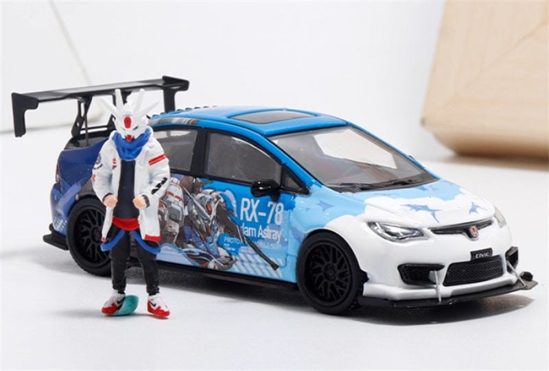 COOL.CAR Honda Civic FD2 explosive redesign mecha livery Blue w/ Figure Version Limited Edition 500PCS ONLY 1:64 Car Pre-built Model view2