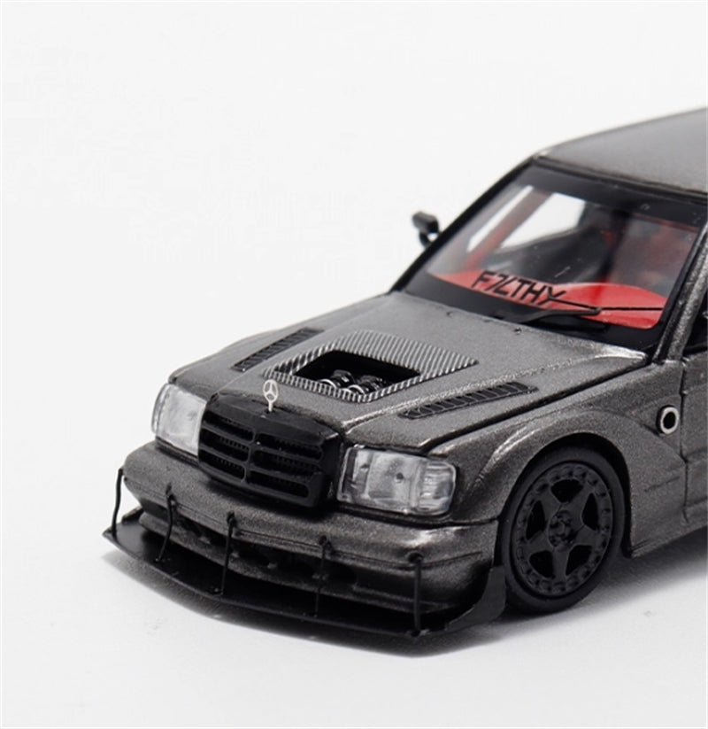 1:64 Mercedes Benz 190E EVO III W201 Metallic Grey Rhino Model DIECAST Model