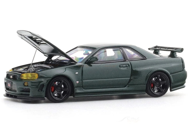 TimeMicro Nissan Skyline GTR34 Dark Green Regular Version Limited Edition 999PCS ONLY 1:64 car Pre-built Model view1