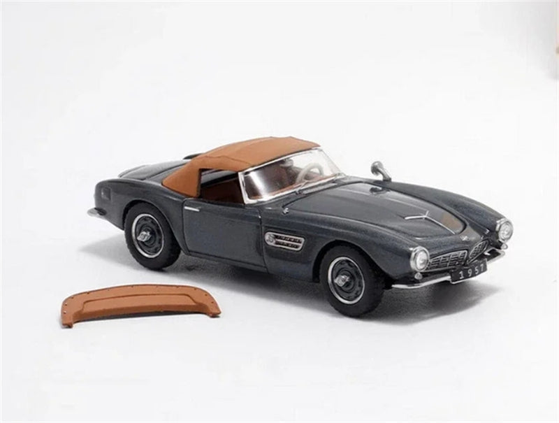 GFCC BMW 507 Roadster Retro Car 1957 Grey Convertible Softtop 1:64 car Pre-built Model view4