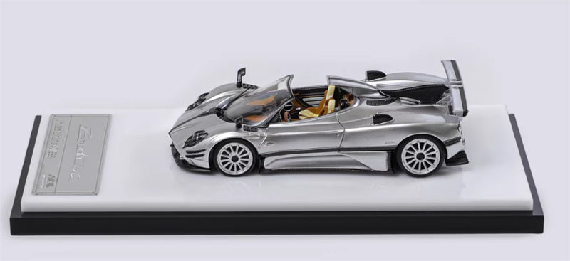 HKM Premium Pagani Zongta 760 Convertible Silver Limited Edition 999PCS ONLY 1:64 Car Pre-built Model view2