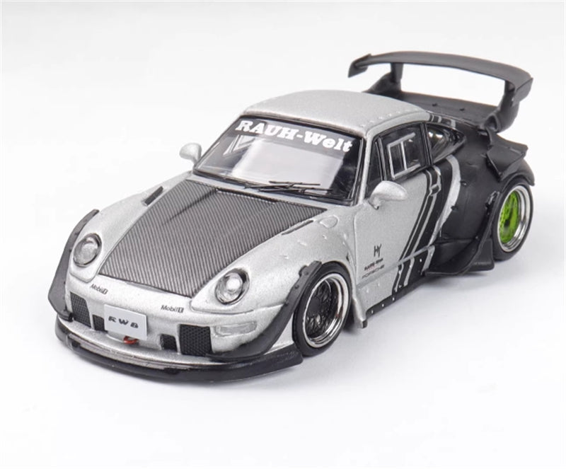 1:64 Porsche 911 RWB 993 Cyberpunk Silver SW DIECAST Model