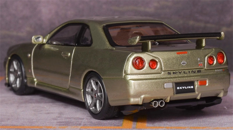 MOTORHELIX Nissan Skyline GT-R R34 V-spec II Jade Green - Silver Wheel Limited Edition 799PCS ONLY 1:64 Car Pre-built Model view2