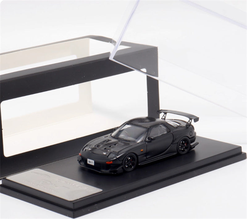 mymodelcollect Mazda RX-7 FD3S Black carbon Hood 1:64 Car Pre-built Model view4