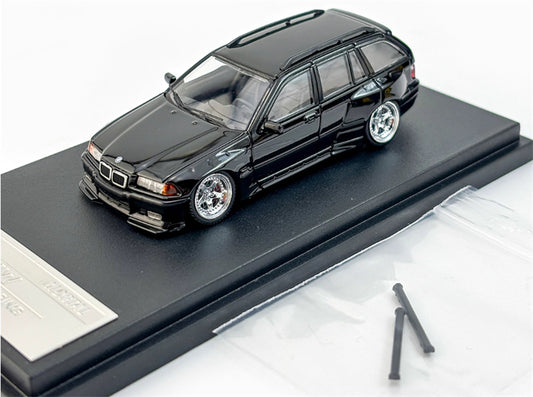 Mortal Third Generation BMW 3 Series E36 Four-Door Touring Black Lowered Version Limited Edition 499PCS ONLY 1:64 Car Pre-built Model view1