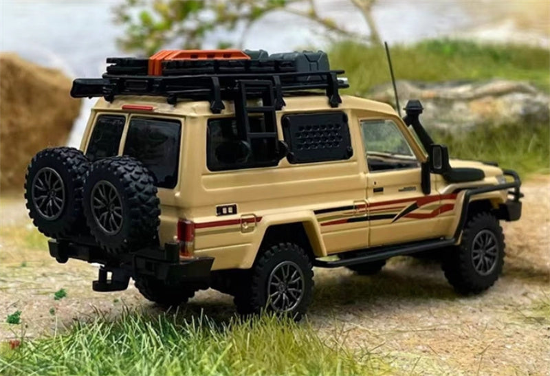 Autobots Models Toyota Land Cruiser LC78 J70 Off road modified version of personnel carrier Light yellow embossed version 1:64 Truck Pre-built Model view5