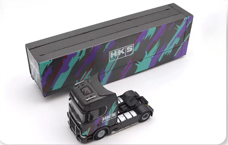 Star Model Scania S730 double decker transport vehicle Black HKS 1:64 Truck Pre-built Model