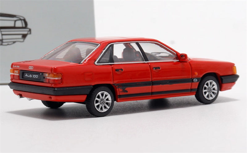 Rhino Model 1989 Audi 100 C3 Red 1:64 Car Pre-built Model view4