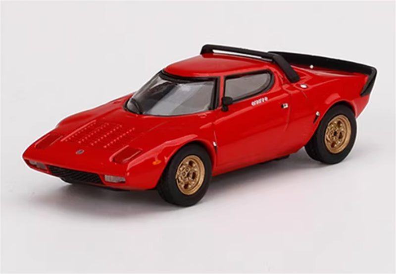 MINIGT Lancia Stratos HF Stradale Rosso Arancio left-hand drive red color box packaging 1:64 Car Pre-built Model view1