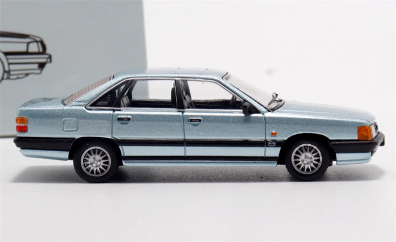Rhino Model 1989 Audi 100 C3 silver blue 1:64 Car Pre-built Model view3