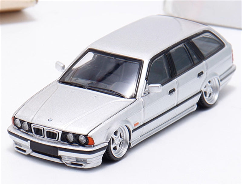 Mortal BMW E34 TOURING 5 Series Silver Lowered Version Limited Edition 799PCS ONLY 1:64 Car Pre-built Model view1