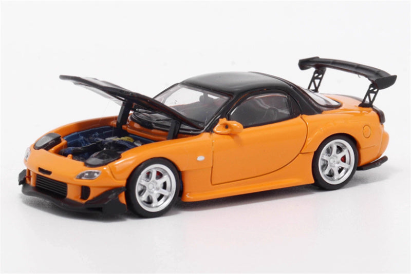 BSC Mazda RX7 FD3S Passion Orange - Carbon Cover 1:64 Car Pre-built Airliner Model Display view1