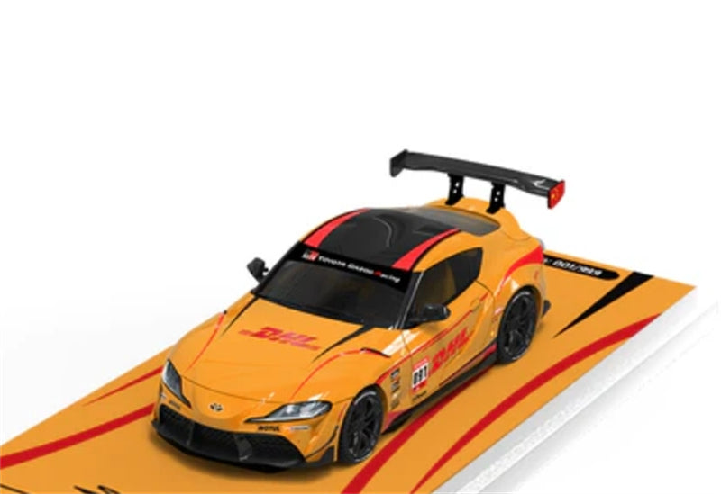 TimeMicro Toyota Supra A90 Orange DHL Livery Limited Edition 999PCS ONLY standard version 1:64 car Pre-built Model view1