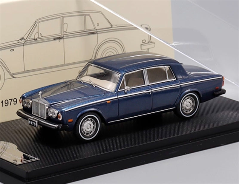 GFCC 1979 Rolls Royce Silver Shadow II Luxury Classic Blue Gold Limited Edition 499PCS ONLY 1:64 car Pre-built Model view6