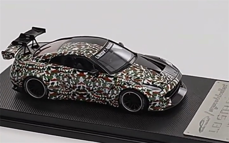 mymodelcollect Nissan GT-R R35 LBWK Limited Edition Black camouflage double panel 1:64 Car Pre-built Model view4