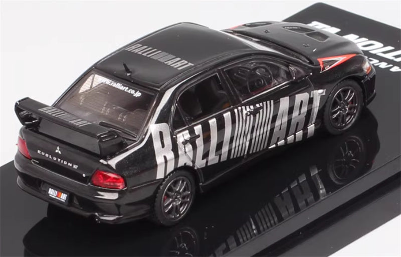 Hobby JAPAN MITSUBISHI LANCER EVOLUTION 7 GSR Black - Black Wheel 1:64 Car Pre-built Model view2