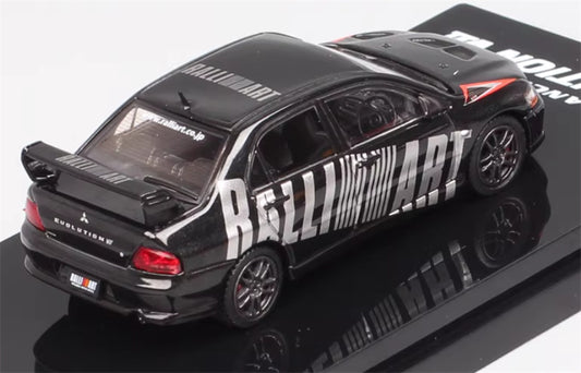 Hobby JAPAN MITSUBISHI LANCER EVOLUTION 7 GSR Black - Black Wheel 1:64 Car Pre-built Model view2