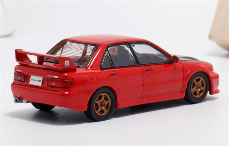 mymodelcollect Mitsubishi Lancer EVO III modified version Red carbon cover Limited Edition 999PCS ONLY 1:64 Car Pre-built Model view7