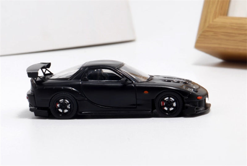mymodelcollect Mazda RX-7 FD3S Black carbon Hood 1:64 Car Pre-built Model view3