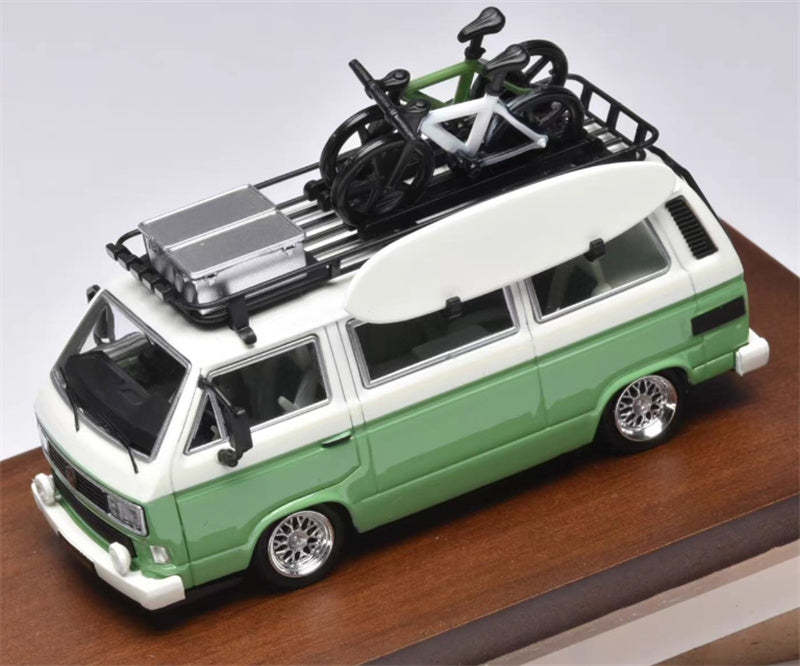 Mortal Volkswagen VW T3 Magway van BBS Lowered Version with accessories GREEN/CREAM Limited Edition 499PCS ONLY 1:64 Car Pre-built Model view7