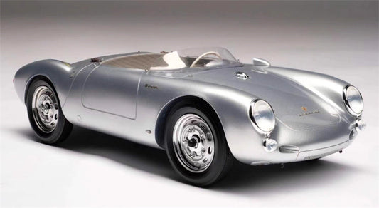 1:18 Porsche 550 SPYDER Silver Amalgam convertible Resin Car Model view1