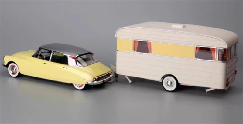 NOREV Citroen DS19 with trailer RV YELLOW WHITE 1:18 Car Pre-built Model view5