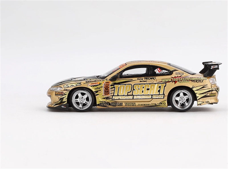 MINIGT Nissan S15 SILVIA Top Secret D1GP #1 Blister Packaging gold 1:64 Car Pre-built Model view3