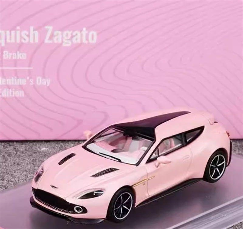 KING MODEL Aston Martin Vanquish Zagato Shooting Brake 2018 pink Limited Edition 999PCS ONLY 1:64 Car Pre-built Model view8