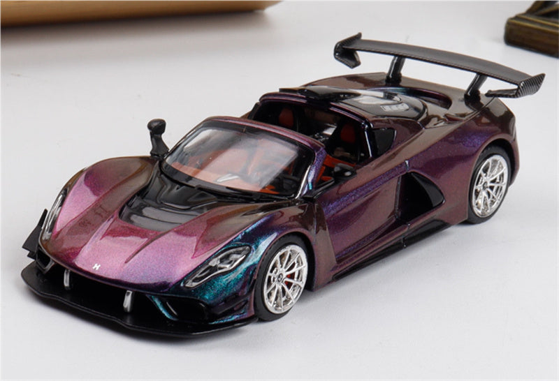 Rhino Model Hennessey Venom F5 Limited Edition 499PCS ONLY color-changing purple w/ Figure 23# 1:64 Car Pre-built Model view1