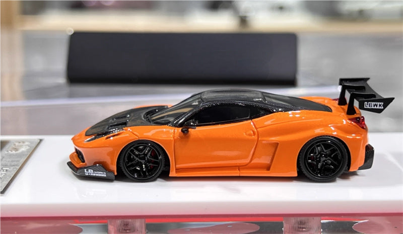 Flame Ferrari 458 GT LBWK wide body modified car Limited Edition 299PCS ONLY Orange 1:64 Car Pre-built Model view3