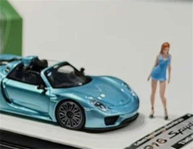 TimeMicro Porsche 918 Spyder Electric Blue w/ Doll Version Limited Edition 999PCS ONLY 1:64 car Pre-built Model view2
