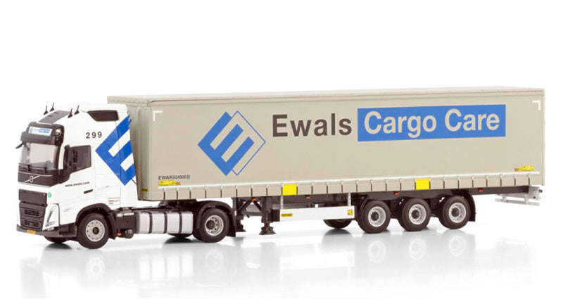 WSI VOLVO FH5 GLOBETROTTER XL 4X2 CURTAINSIDE TRAILER - 3 AXLE Ewals Cargo Care 1:50 Truck Pre-built Model