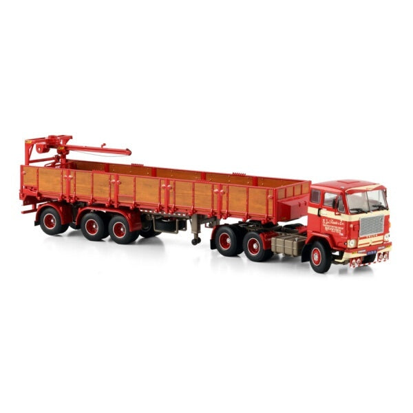 1:50 VOLVO FA. J.V.'T KRUIS & ZN. F88 6X2 BRICK TRAILER 3 AXLE WSI  Red Diecast Model