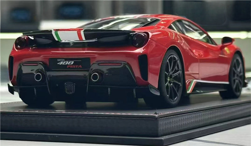 BBR MODELS Ferrari 488 pista Rosso Corsa 322 met Leather base Limited Edition 18PCS ONLY 1:18 Car Pre-built Model view4
