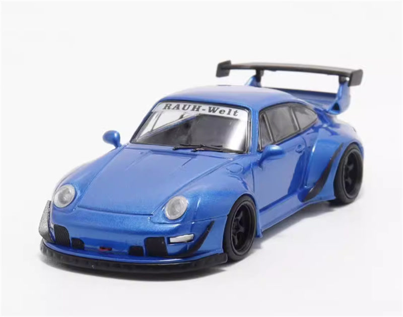 DECODE Porsche RWB 993 transparent blue RAUH - Welt 1:64 Car Pre-built Model view1